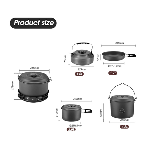 Anodized Camping Camping Cookware Set 