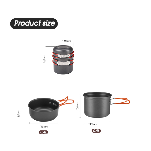 Camping Non Stick Anodized Camping Cookware Set 