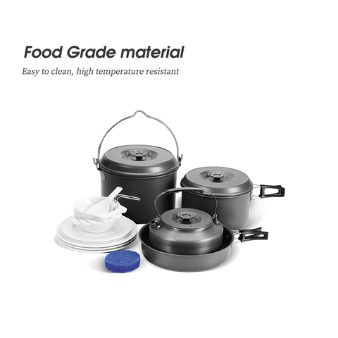 Climbing Aluminum Compact Camping Cookware Set 