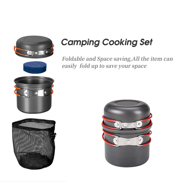 Camping Aluminum Two Cup Camping Cookware Set