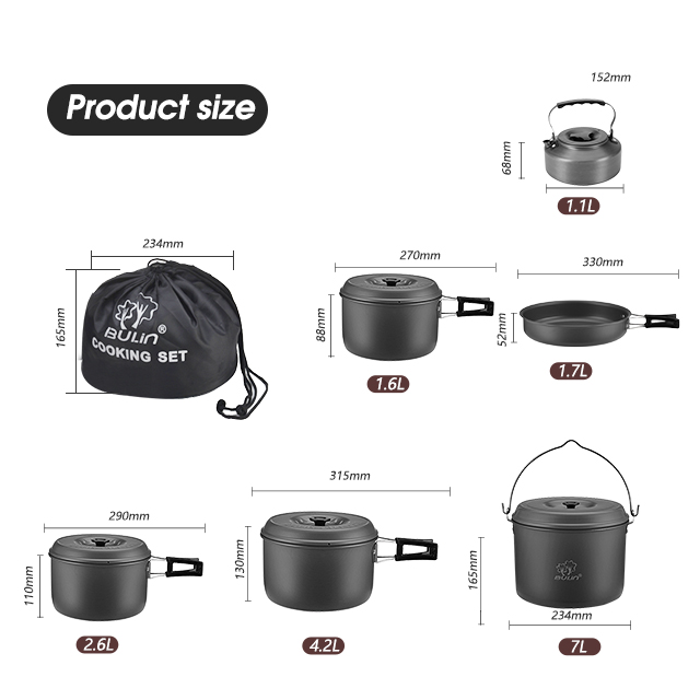 Hiking Aluminum Two Cup Camping Cookware Set