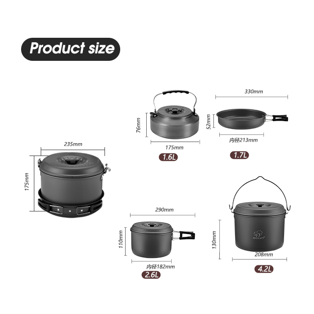 Climbing Aluminum Compact Camping Cookware Set