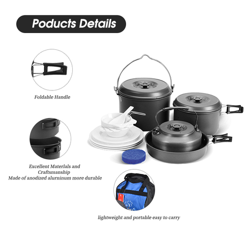 Anodized Camping Camping Cookware Set 